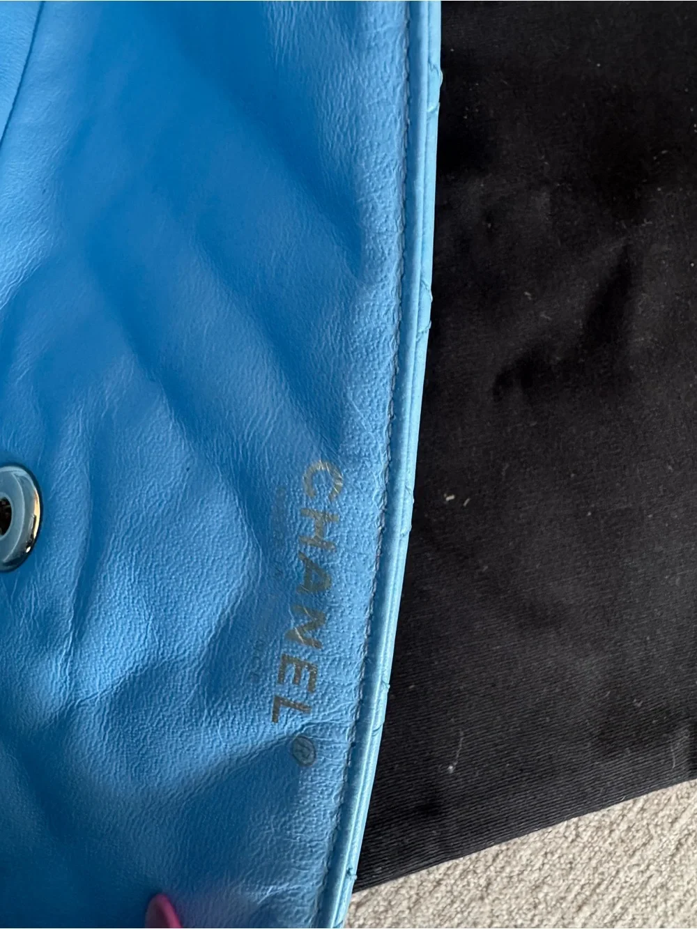 Vintage Chanel baby Blue single flap valentine east west edition